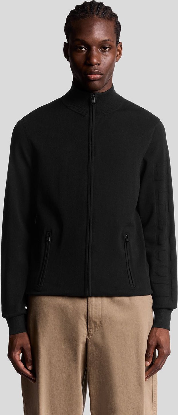 Lyle & Scott Strick-Trainingsjacke mit Mesh-Logo – Weiß