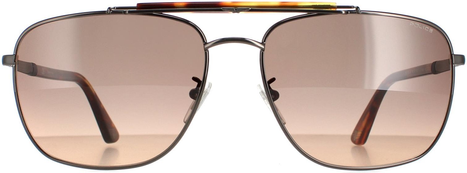 Police Aviator Herren glänzend Gunmetal matt Rauch Gradient Orange SPLD43 Origins 44