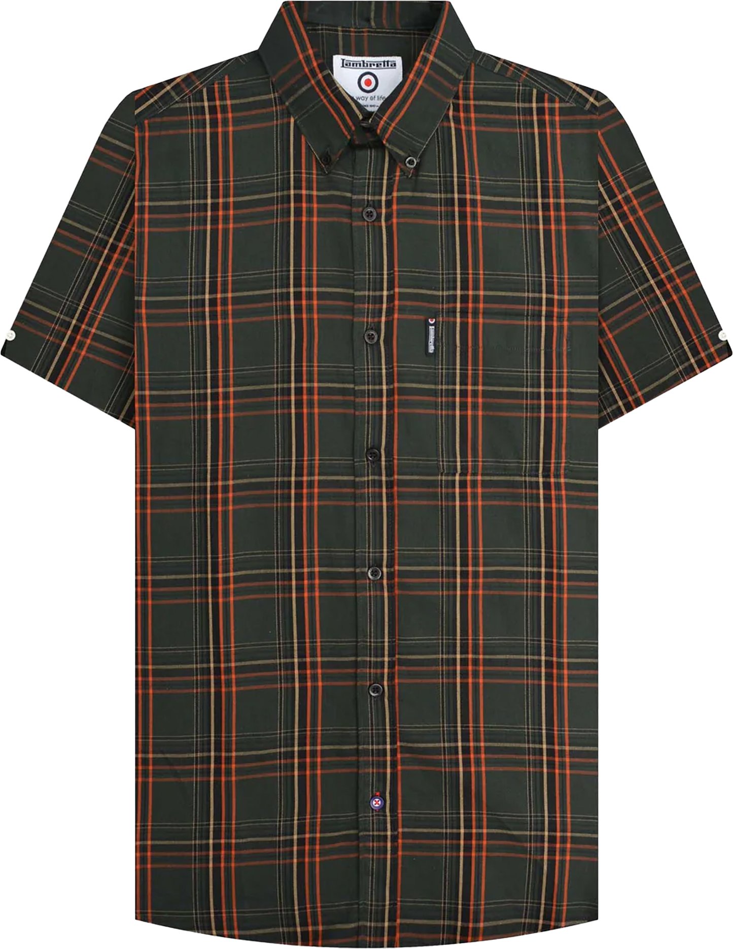 Lambretta - "SS25" Hemd für Herren (Khakigrün/Orange)