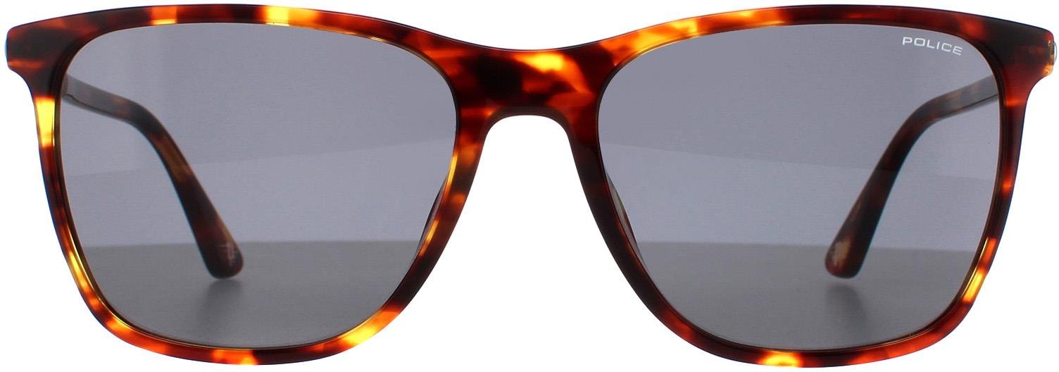 Police Rectangle Mens Medium Glänzend Havanna Grau Grün SPLD45 Origins 46