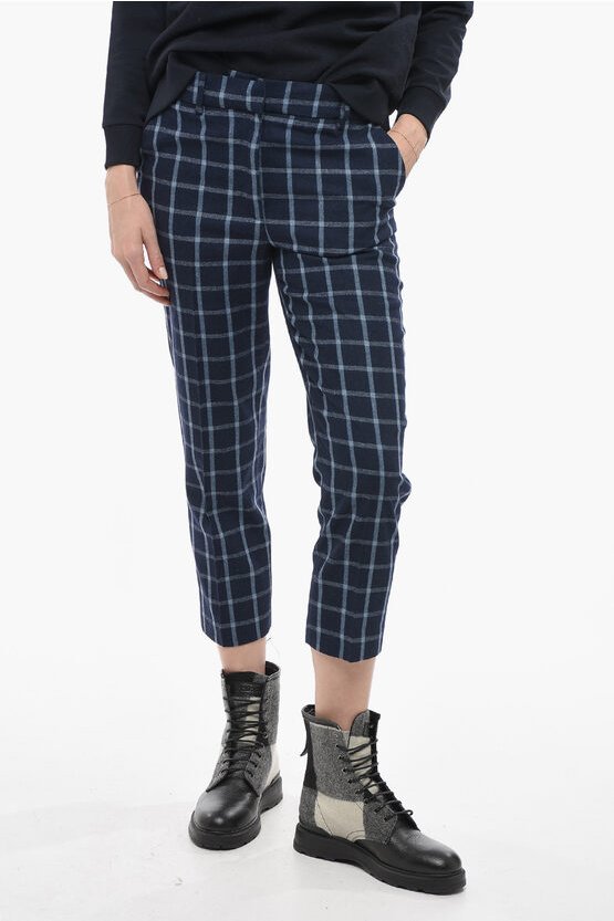 Woll-Mix COMFORT Hose mit Karomuster in Blau