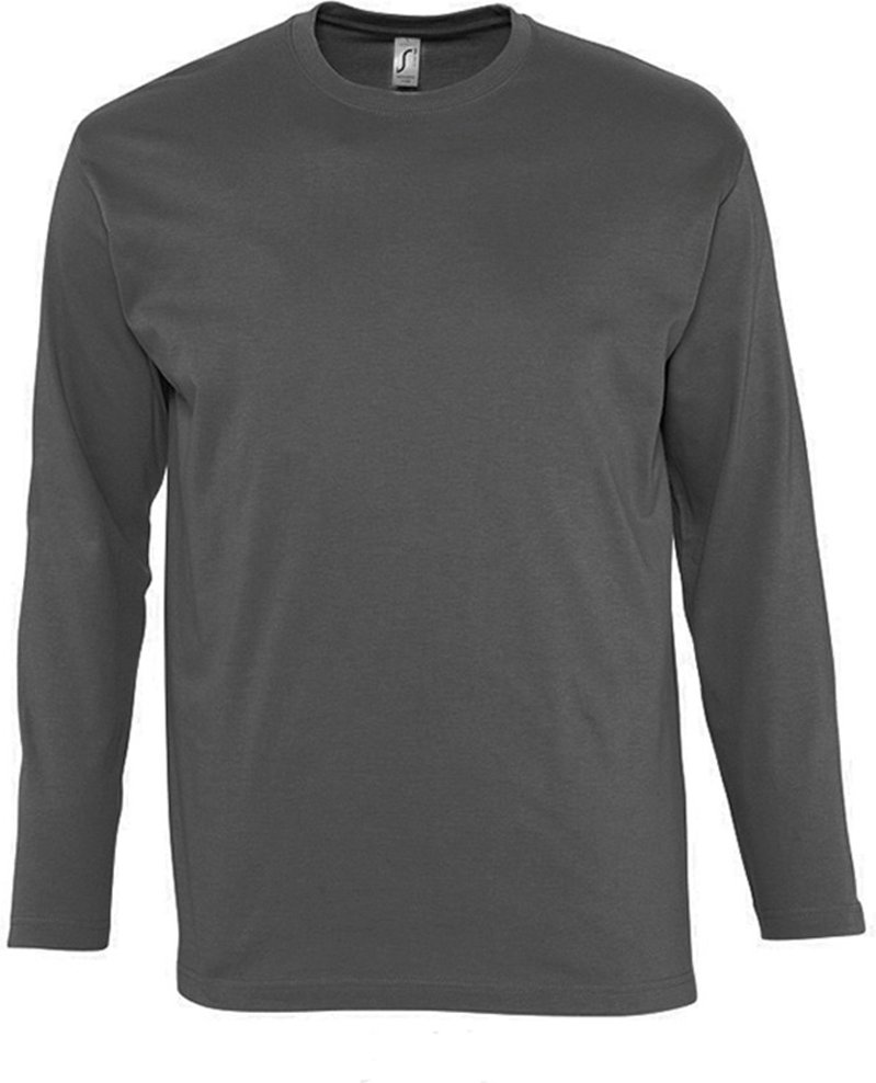 SOLS Herren Monarch Langarm T-Shirt (Dunkelgrau)