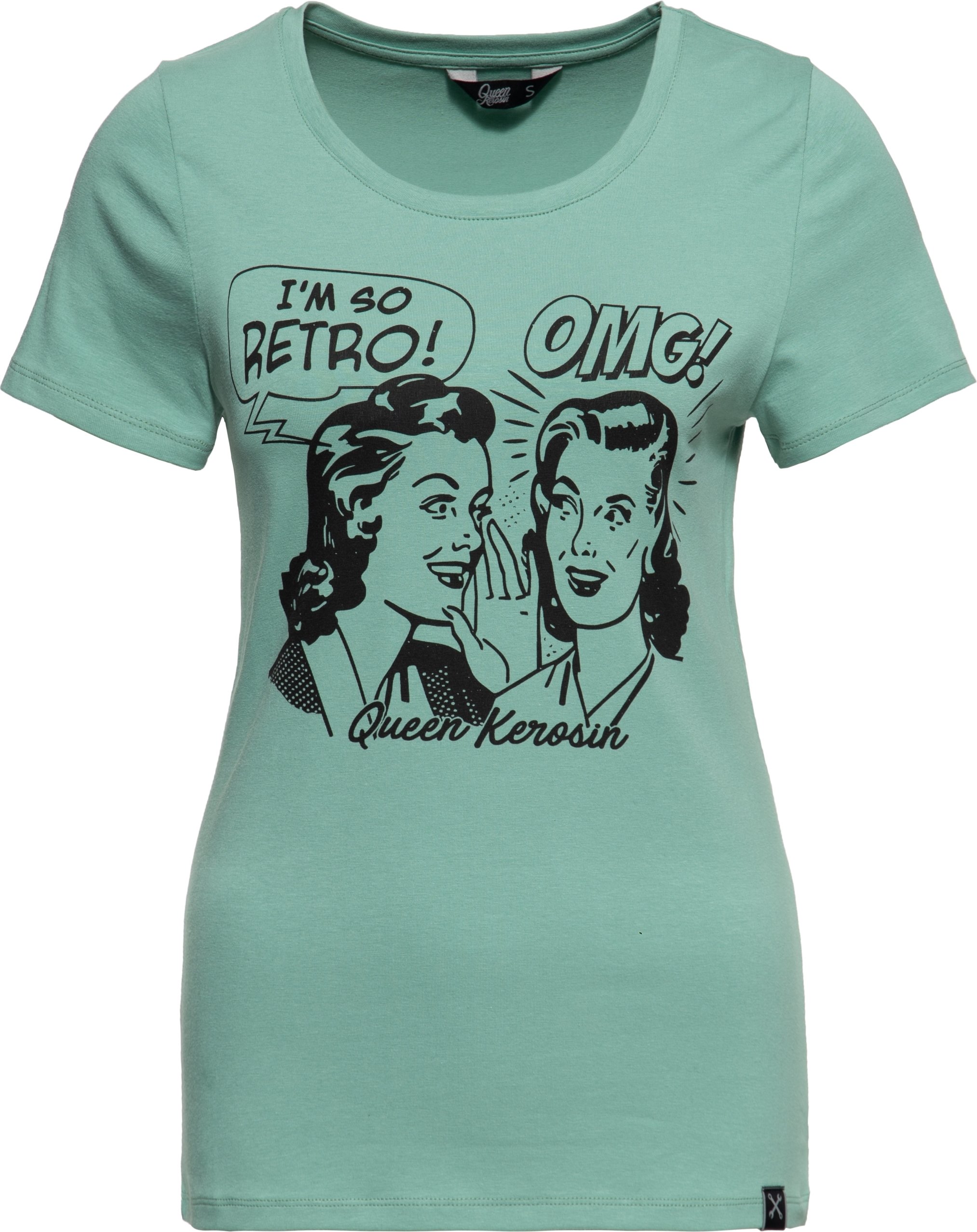 Queen Kerosin Damen Print T-Shirt I am so Retro mint