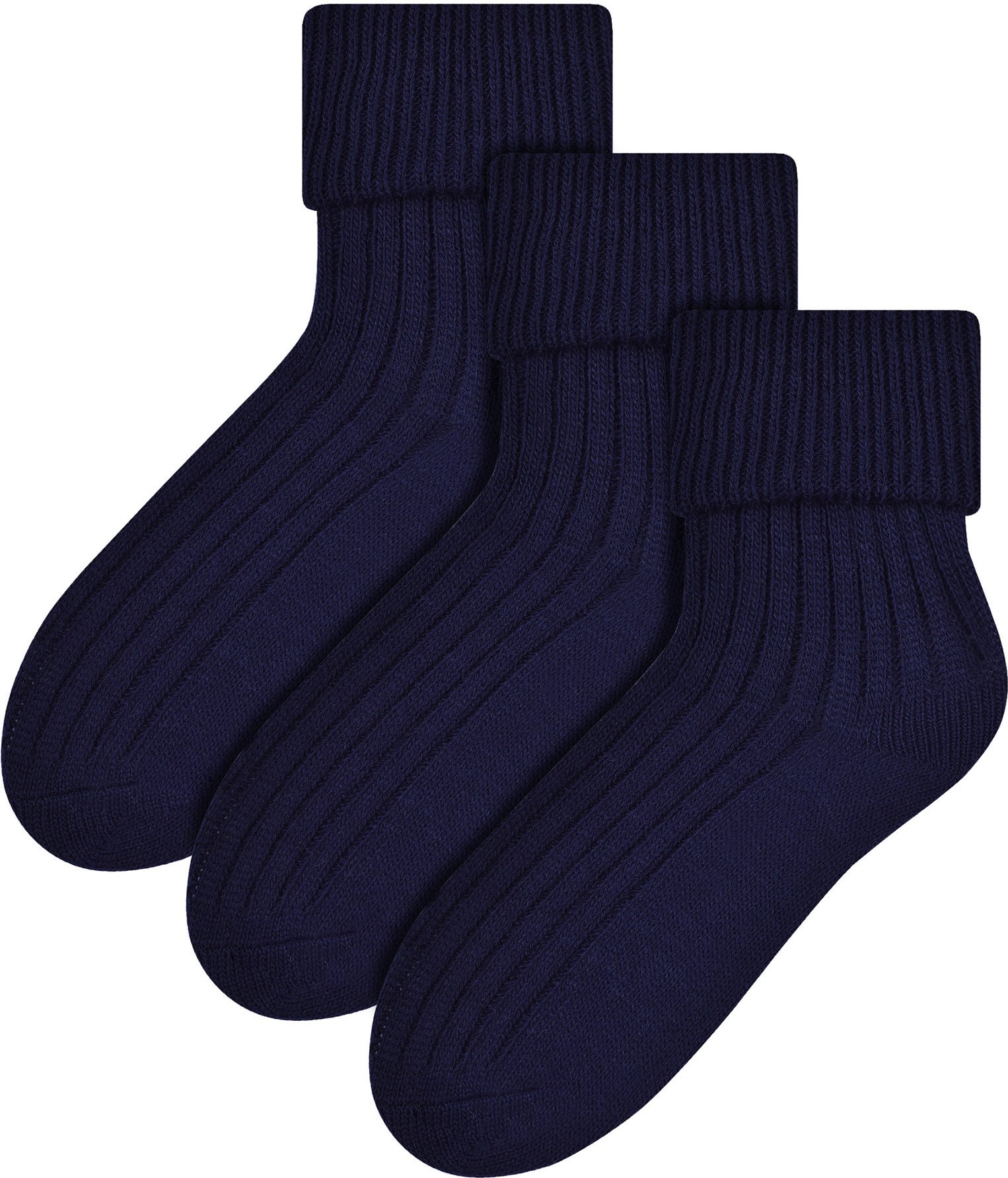 3 Paar Woll-Bettsocken für Damen | Steven | Luxuriöse warme Lounge-Schlafsocken, Marineblau