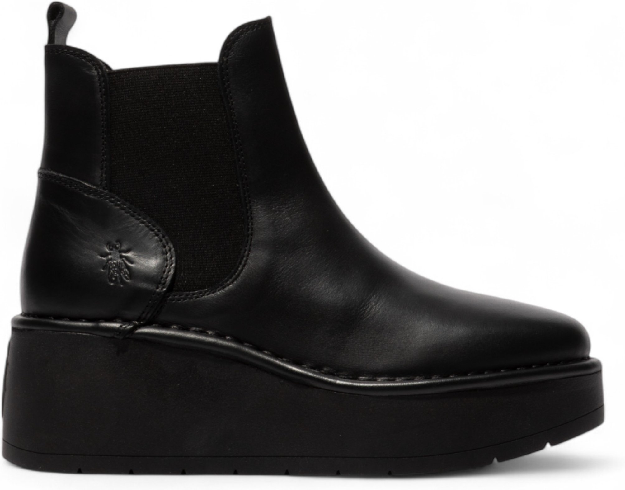 Fly London Damen HELY268 Chelsea-Stiefel aus Leder mit Plateausohle, Schwarz