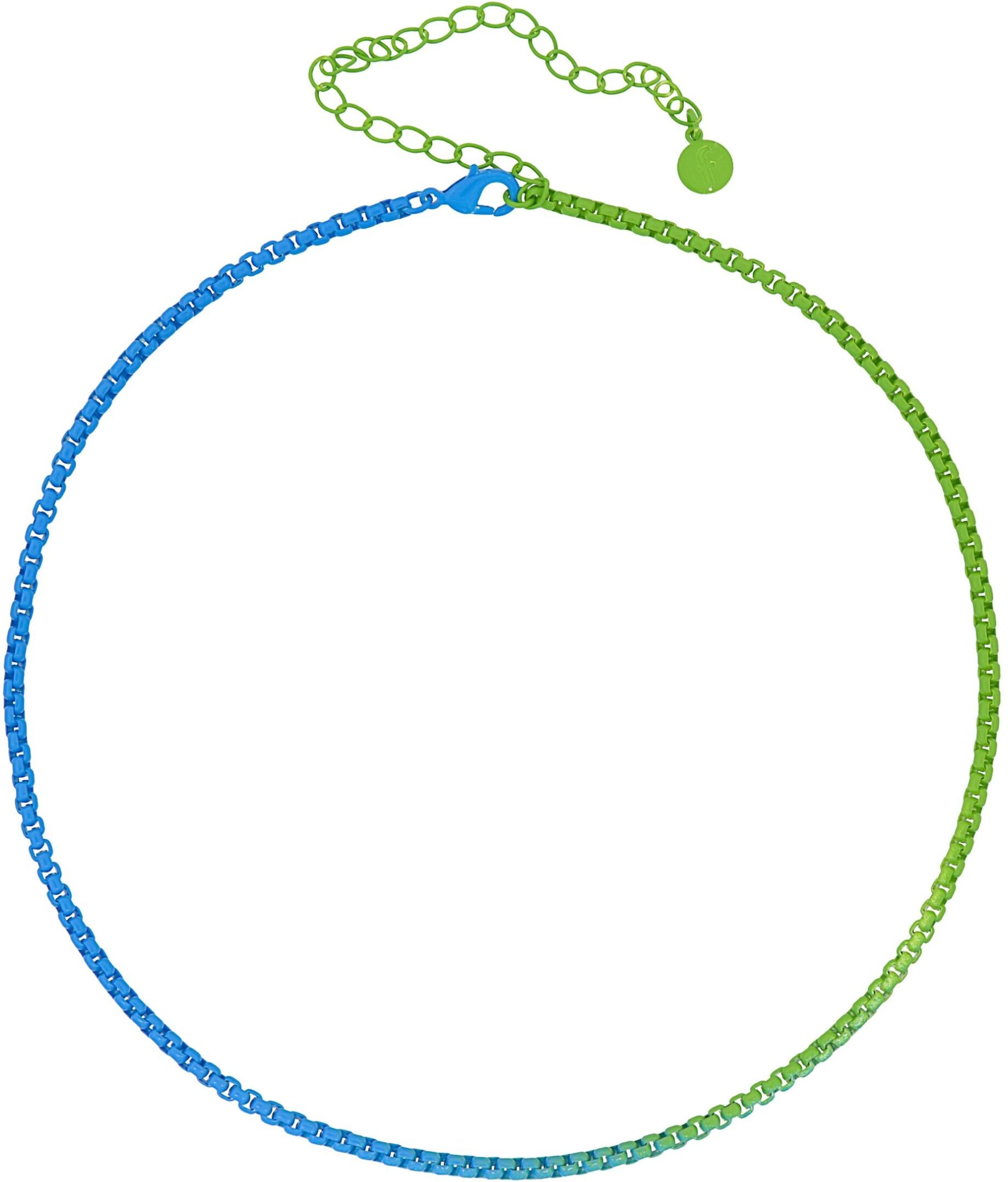 Fashionbox Kette Messing blau/grün lackiert