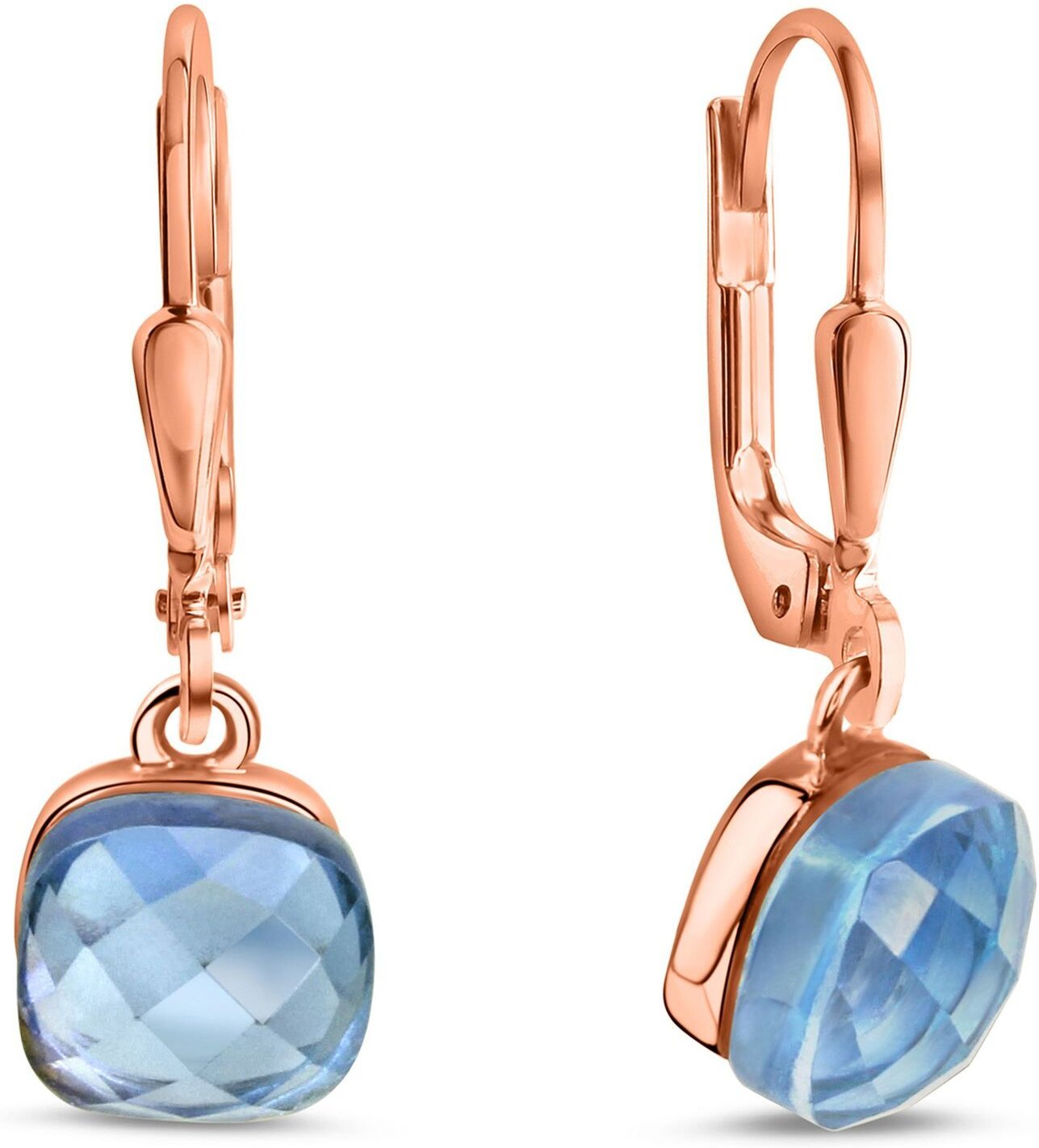 Jamelli Ohrringe Silber 925 rosé-vergoldet mit hellblauem Quarz (beh.)