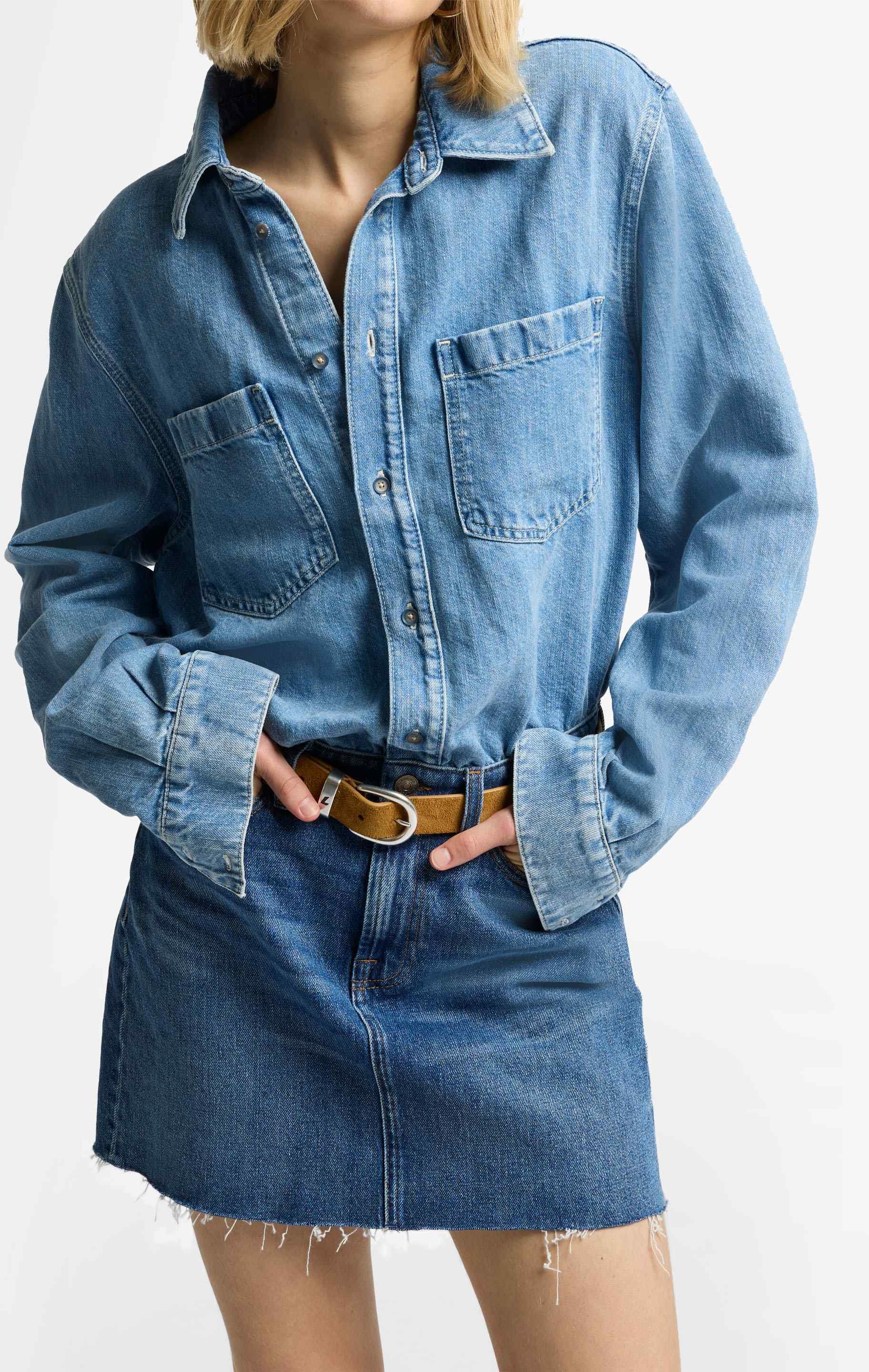 Damen Mini Skirt Dress Denim Dress