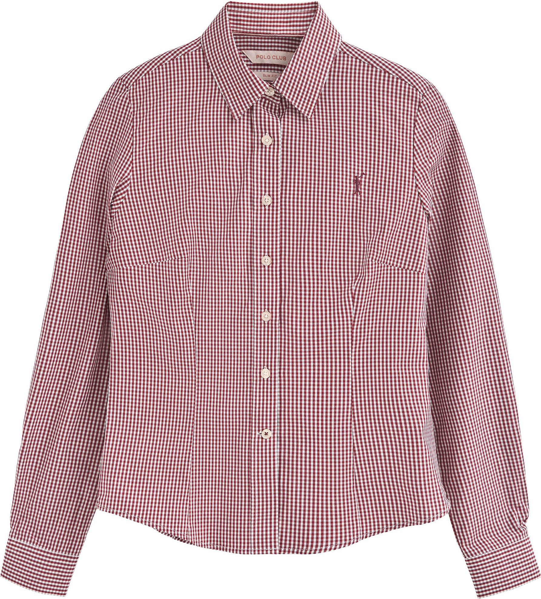 Hemd burgunderrot mit Vichy-Karos und Rigby Go-Logo