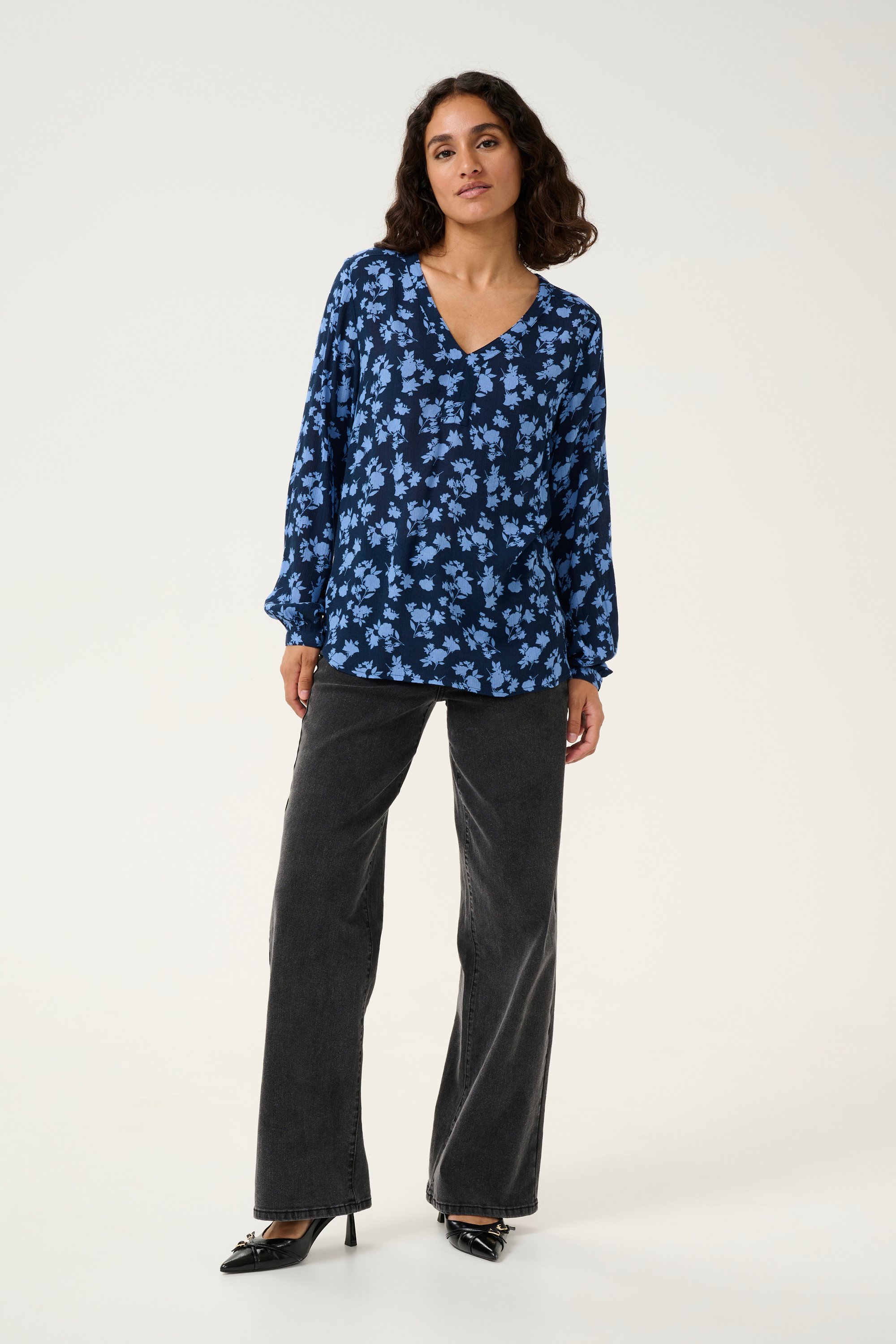 Thumbnail - Langarm-Bluse Regular fit Midnight M./Ebb&Flow Flower floral