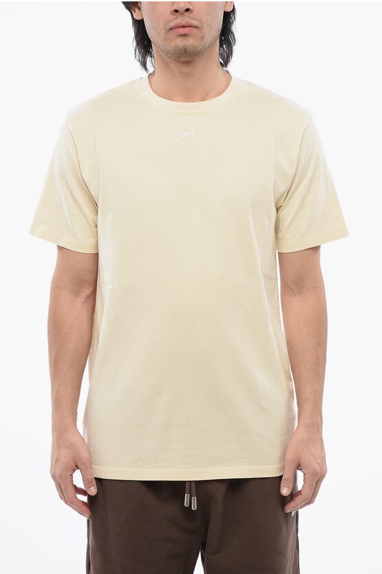 Slim-Fit T-Shirt mit Pfeil-Stickerei in Beige