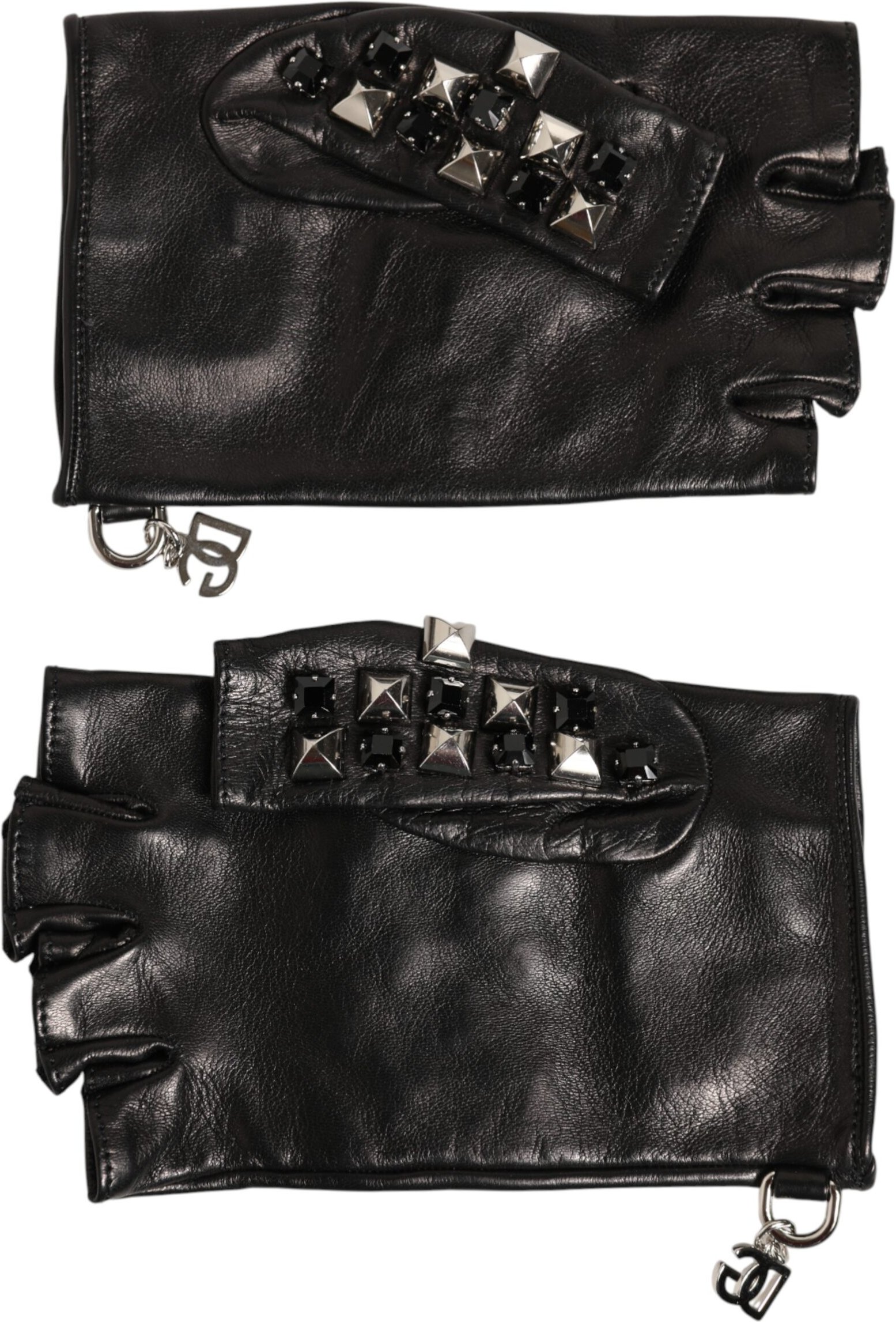 Schwarze Leder Nieten Fingerlosen Handhandschuhe für Männer