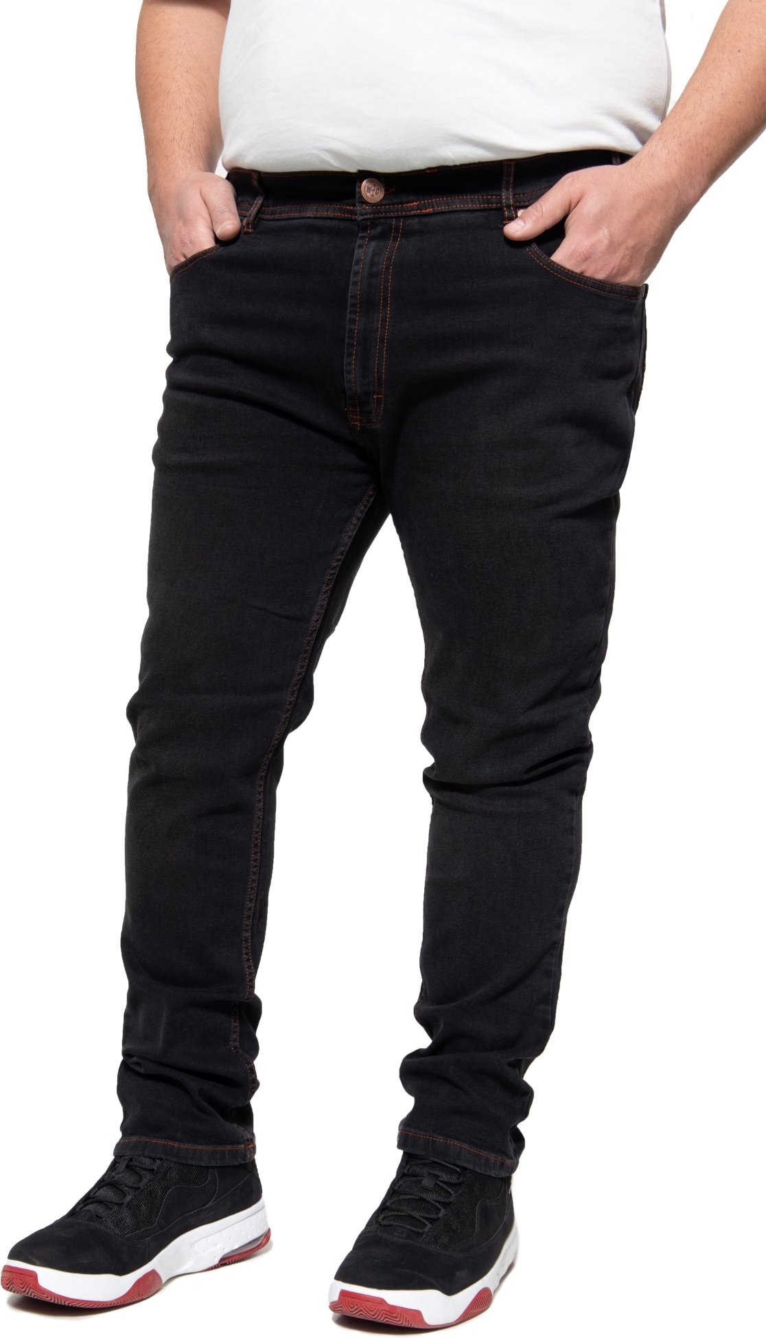 Thumbnail - Way of Glory Herren Übergrößen Jeans im klassischen 5-Pocket Look Tom schwarz