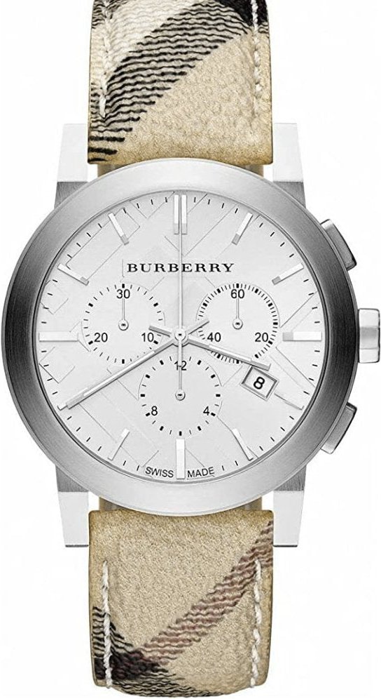 Burberry BU9360 Herren-Chronographenuhr - elegantes beigefarbenes Armband
