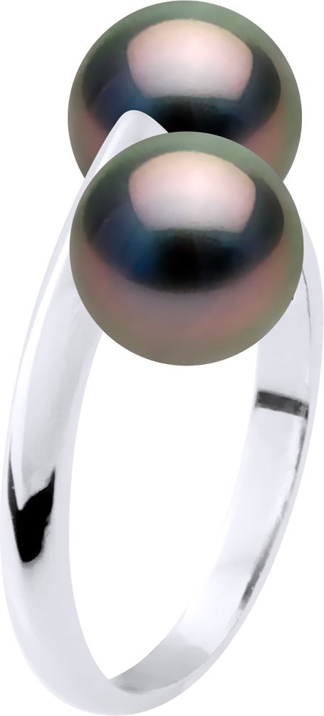 Ring You & Me – 2 echte Tahiti-Zuchtperlen rund 8–9 mm