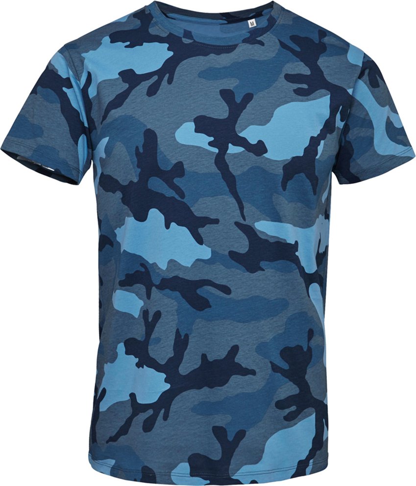 SOLS Herren Camo Kurzarm T-Shirt (Blau Camo)