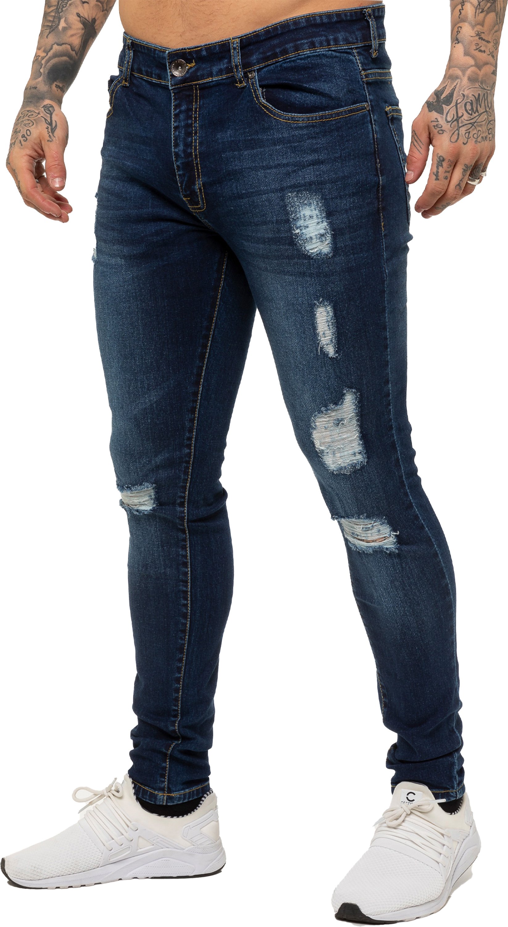Enzo Herren Skinny Ripped Jeans