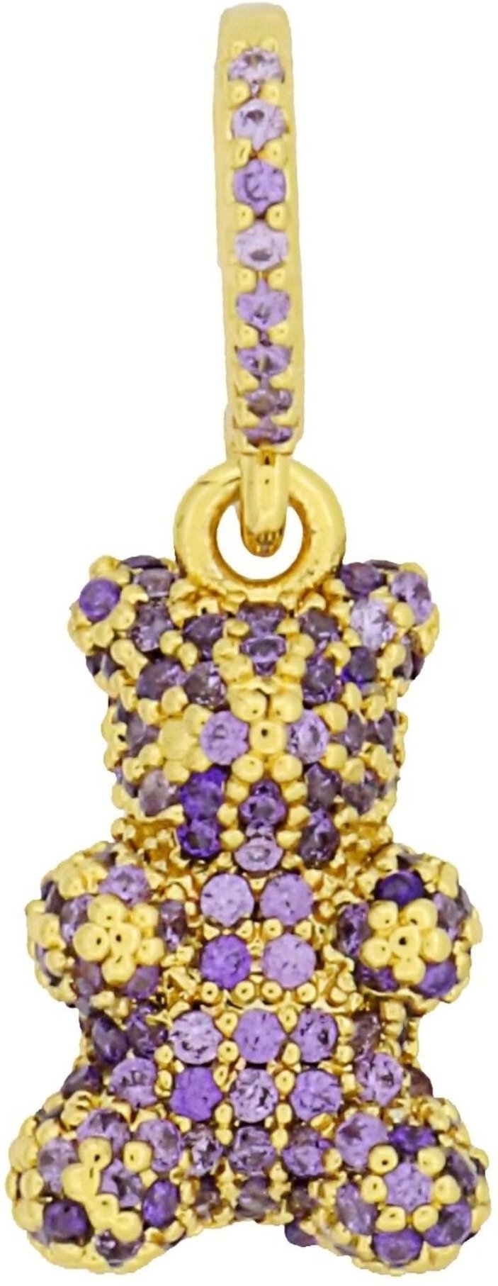 Fashionbox Anhänger Messing vergoldet Teddy mit Glassteinen lila