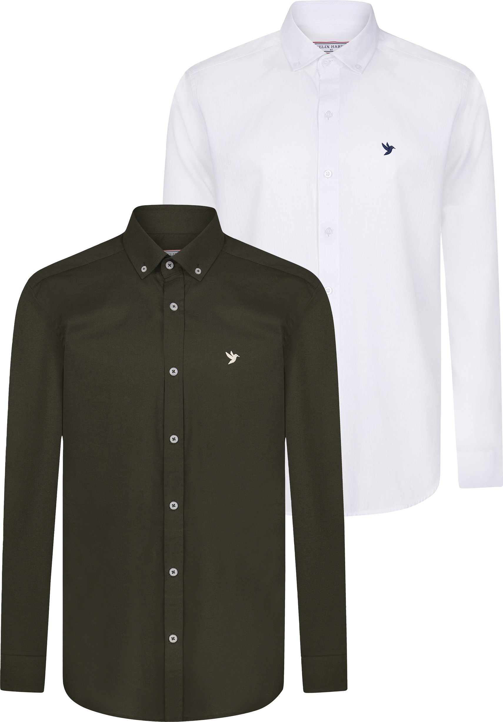 Hemd 2Er-Pack Langarmhemd Aus Baumwollmischgewebe