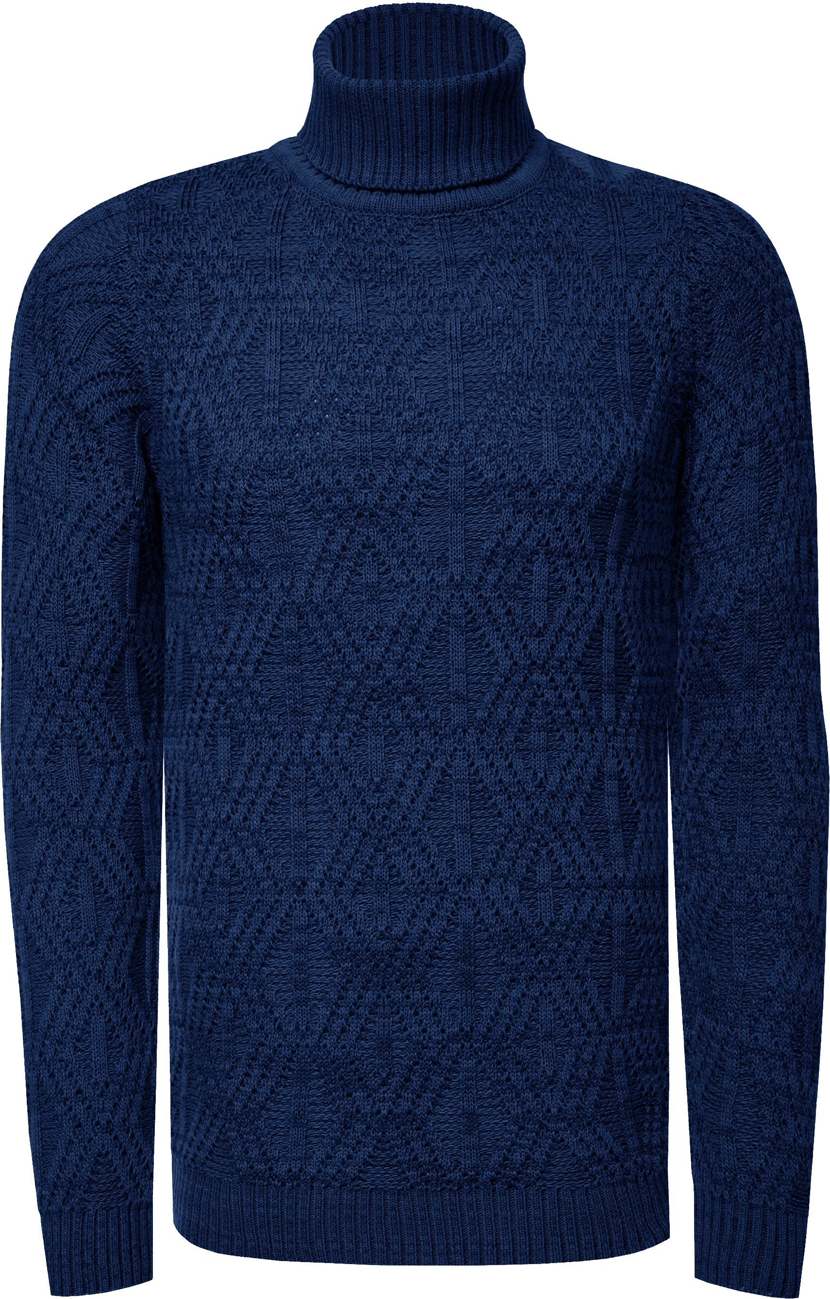 Melierter Grobstrick Rollkragen-Pullover