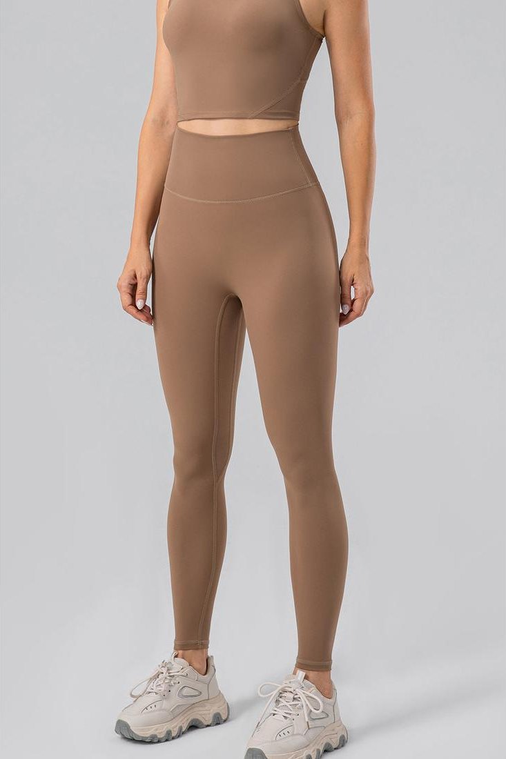 Damen Hochbundige Active Leggings mit Breitem Bund