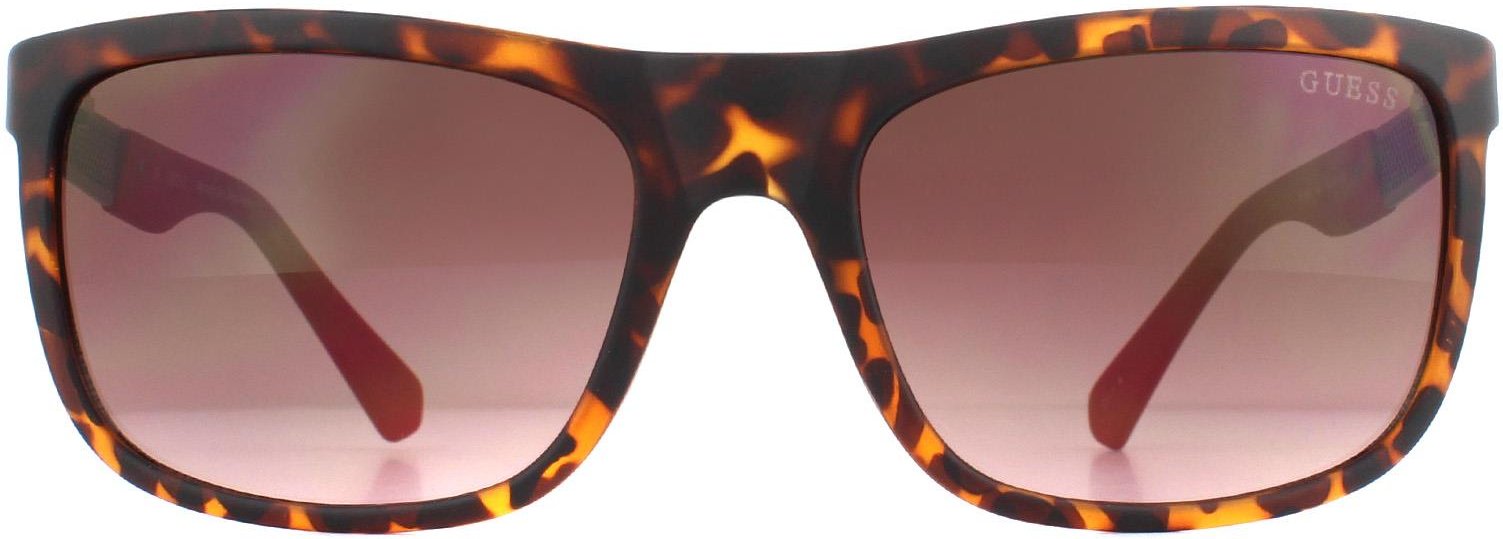 Thumbnail - Guess Rectangle Mens Dark Havana Brown Gradient Sonnenbrille