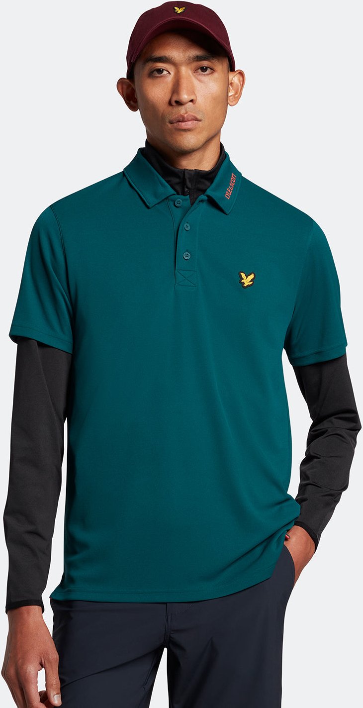 Lyle & Scott Golf Kragen Logo Technisches Poloshirt in Grün