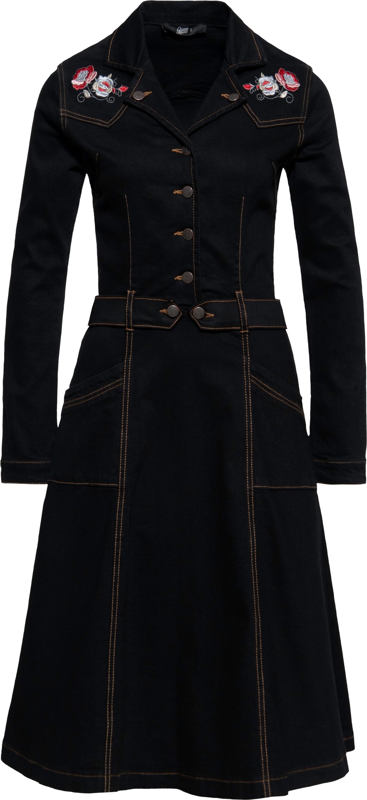 Queen Kerosin Damen Denim Swing Kleid schwarz