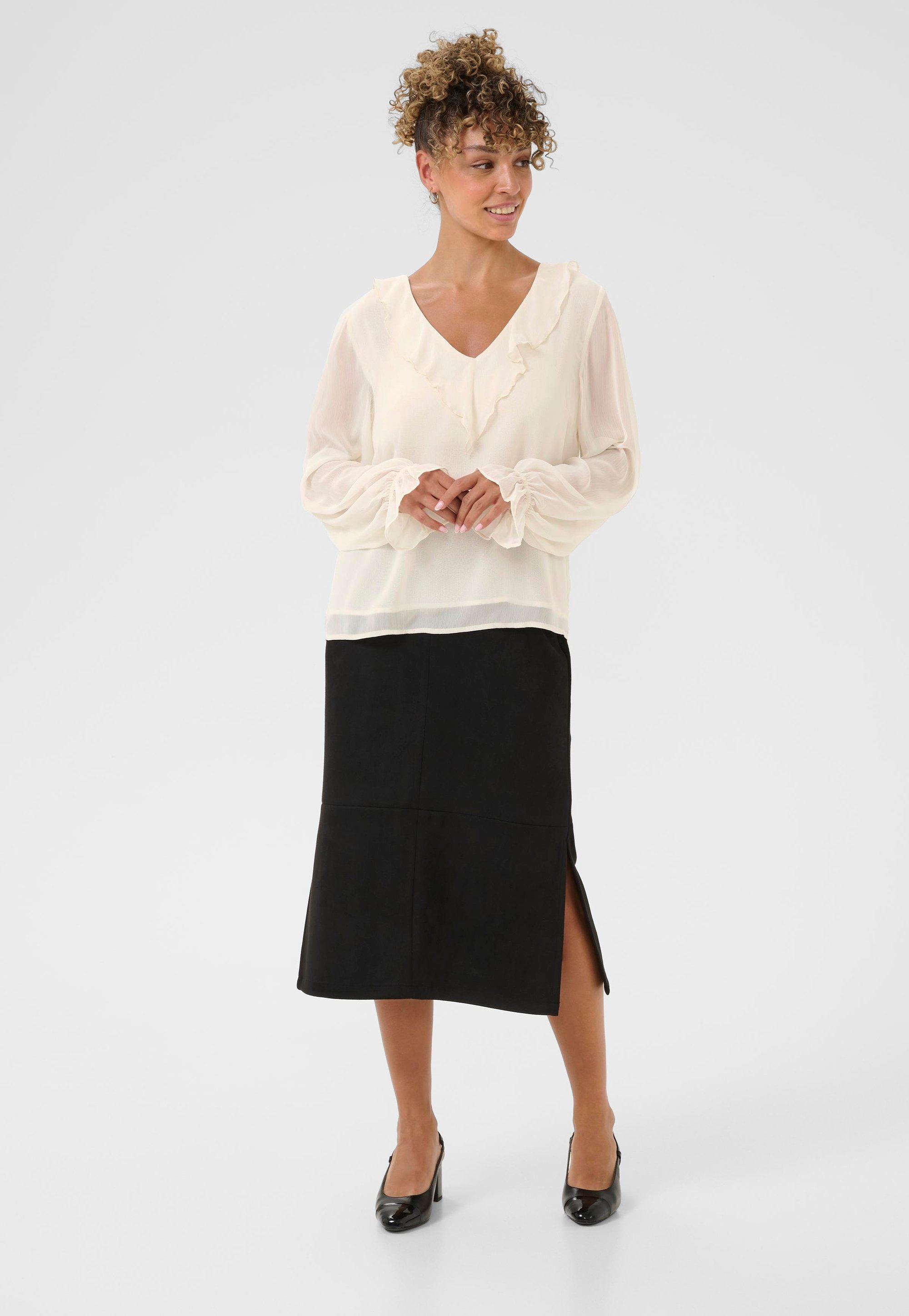 Langarm-Bluse CRFlake Regular fit white