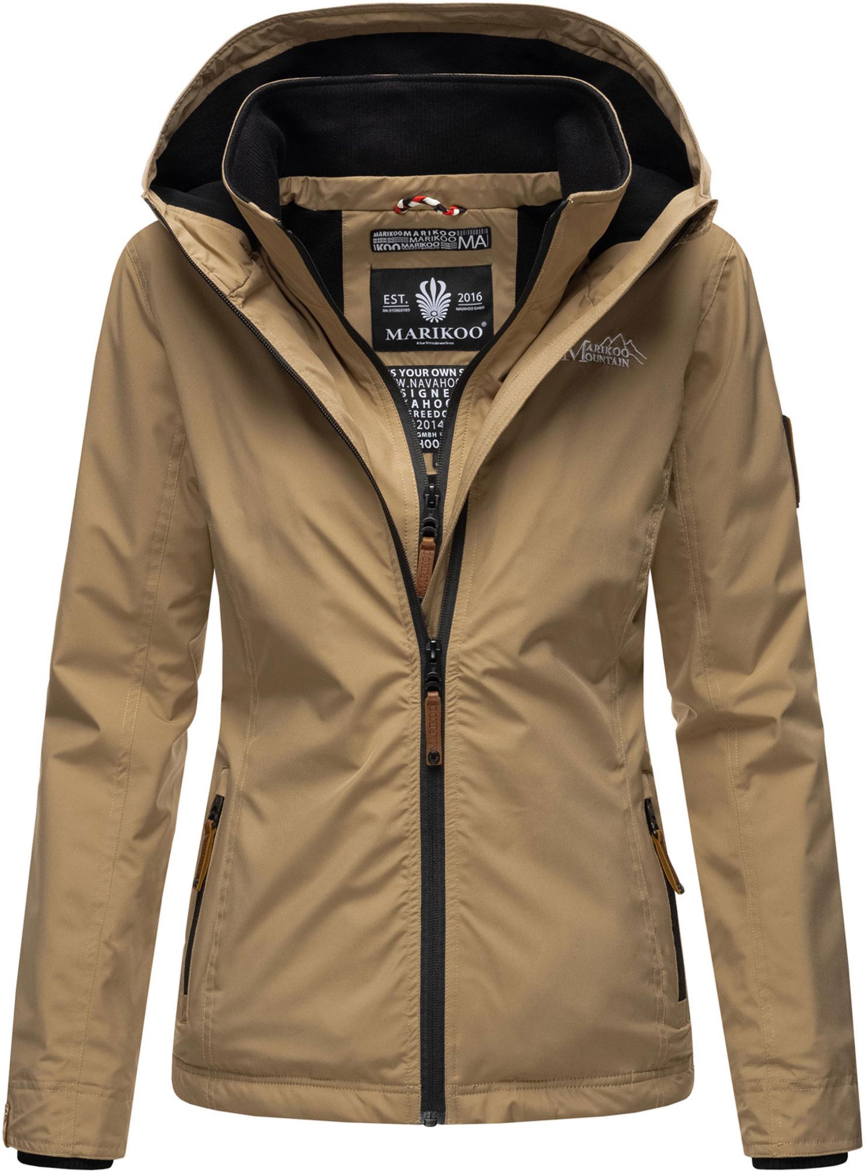 Thumbnail - Marikoo Damen Übergangsjacke Erdbeere mit Doppelkragen & Fleece-Innenfutter