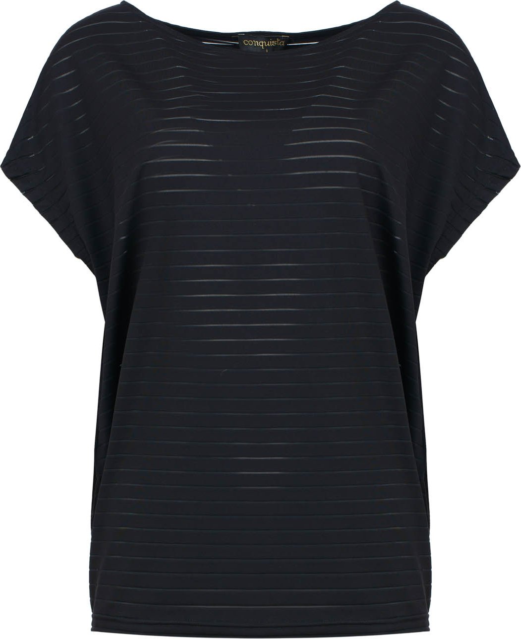 Thumbnail - Damen Schwarzes Oversized Sommer-Top mit Transparenten Streifen