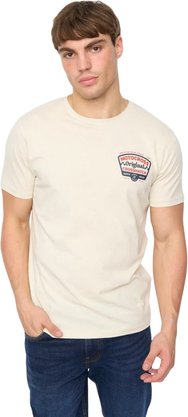 Crosshatch - "Motocross" T-Shirt für Herren (Naturweiß)