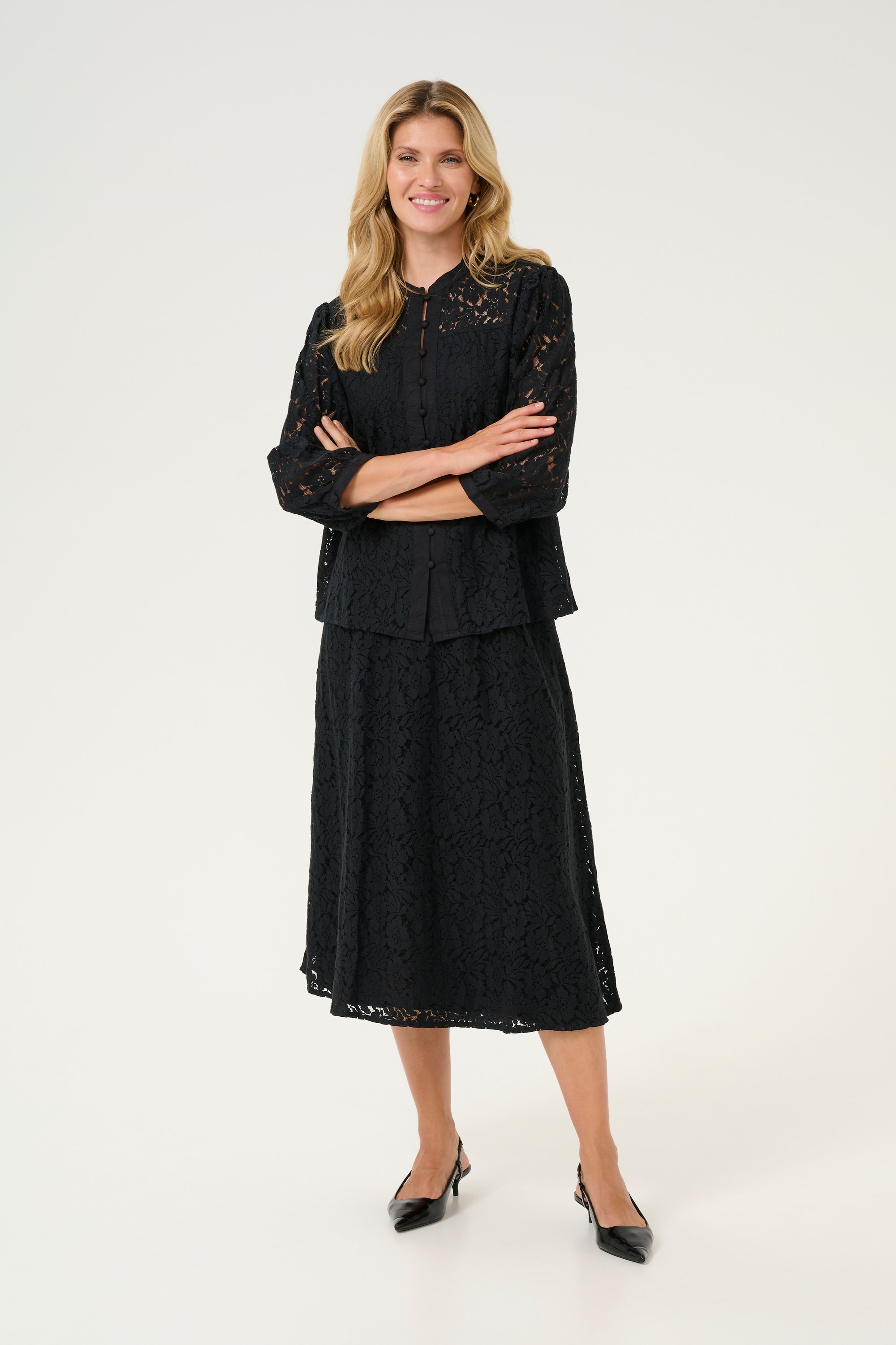 Kurzarm-Bluse Regular fit Pitch Blac