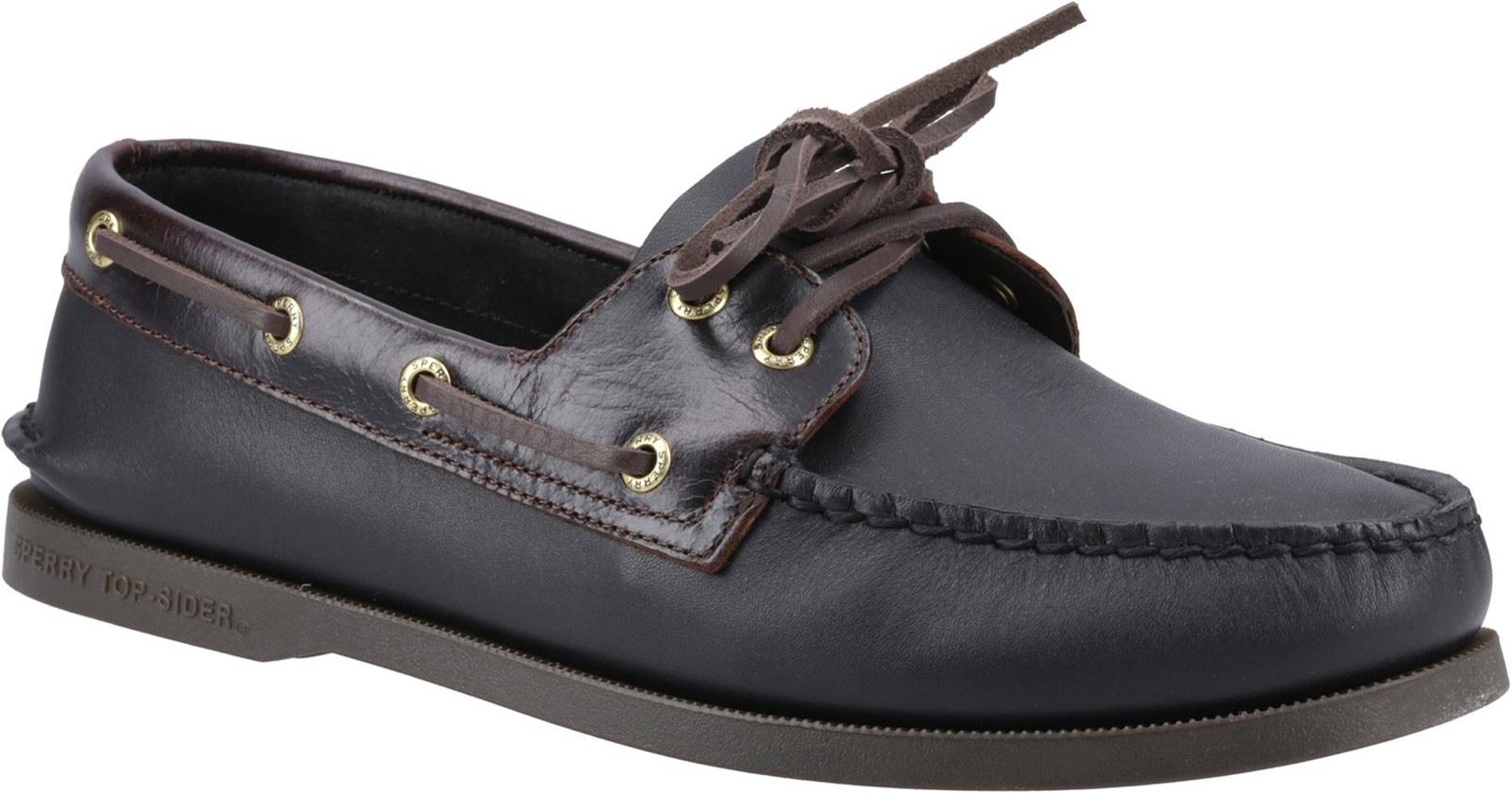 Sperry Authentische 2-Augen Leder Herren Amaretto/Schwarz Bootsschuhe