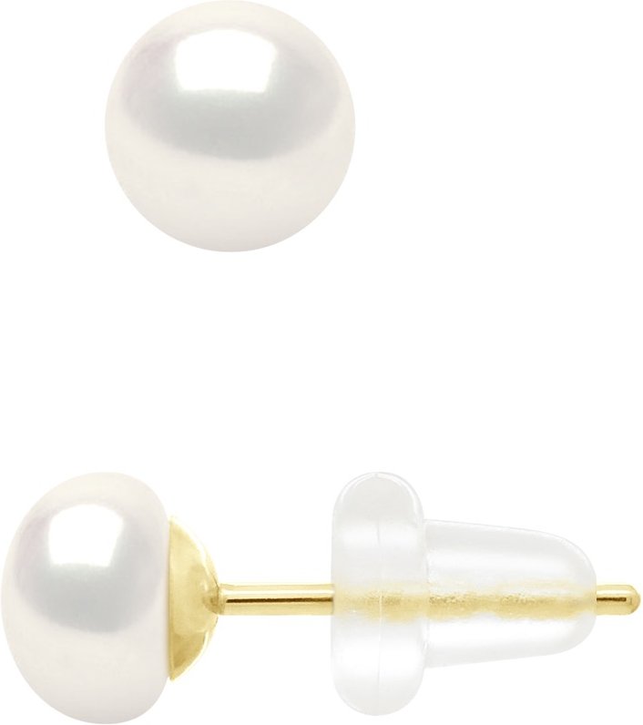 Ohrringe aus echten Süßwasser-Zuchtperlen, Knopfgröße 5–6 mm