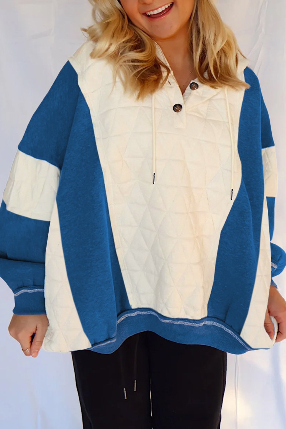 Farbblock-gestepptes Sweatshirt