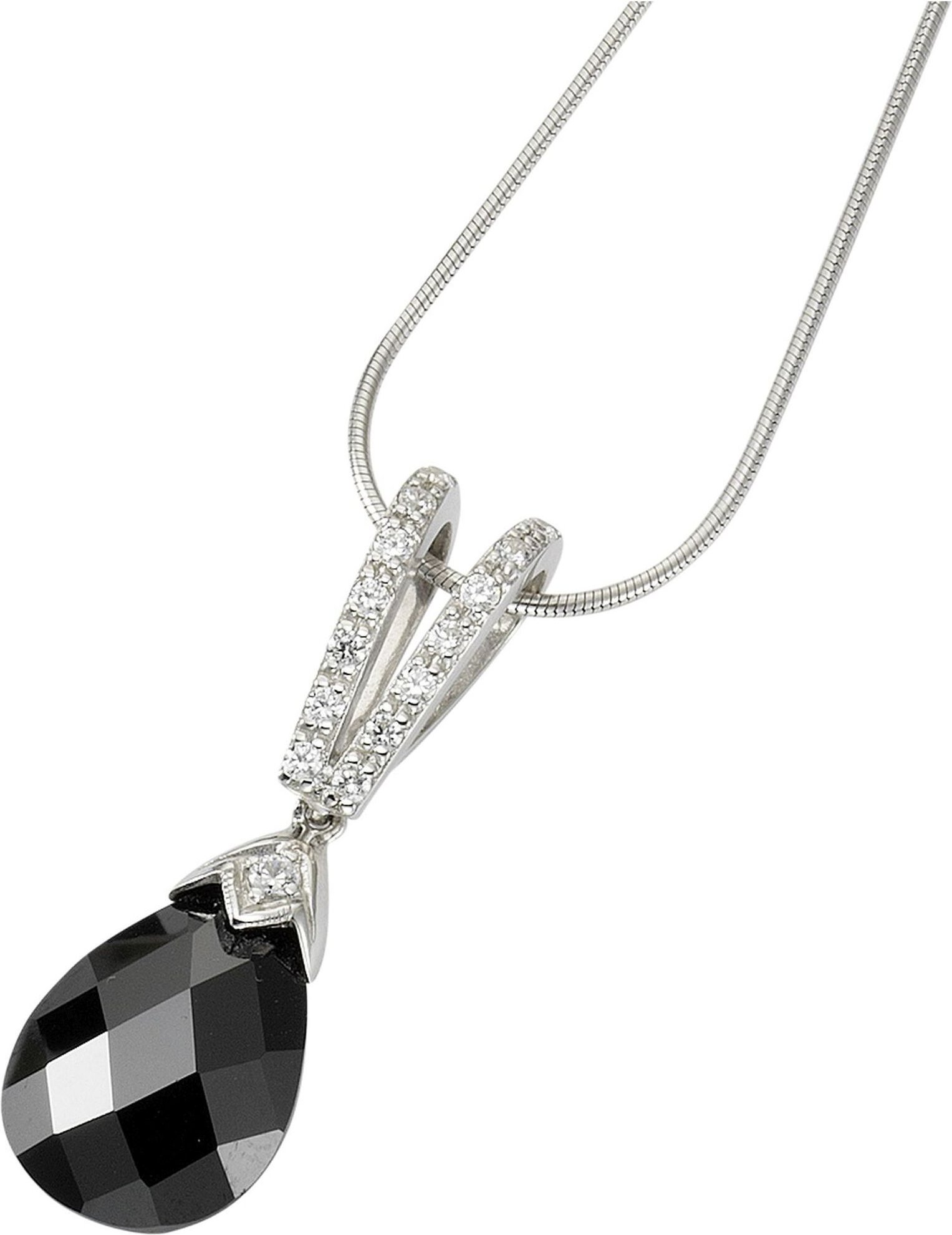 Celesta Silber Halskette Silber 925 rhodiniert 42+5cm mit Zirkonia-Steinen weiß und schwarz