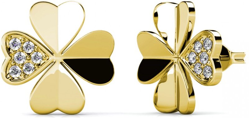 Kleeblatt-Ohrringe - Gold und Kristall