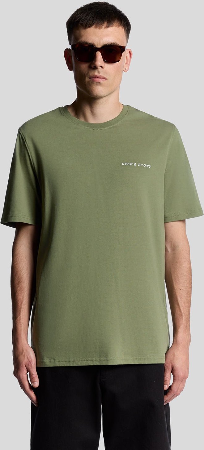 Lyle & Scott Schriftlogo Baumwoll Rundhals-T-Shirt - Grün