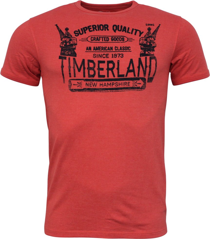 Timberland Vintage New Hampshire Red Sleeve Slim Fit Herren T-Shirt Top A1HVK E66