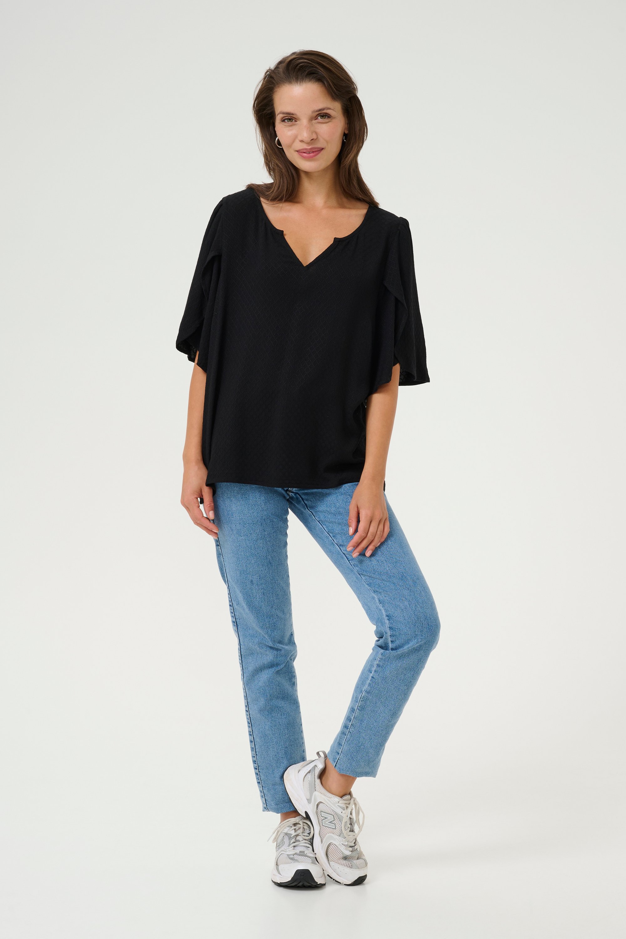Kurzarm-Bluse Loose fit Black