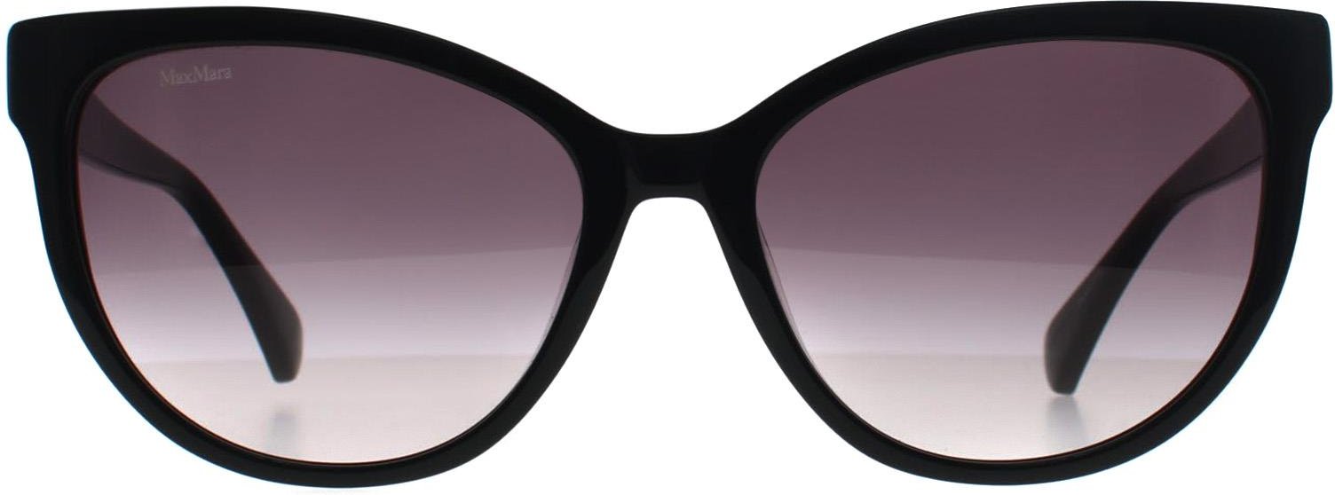 Max Mara Rund Damen Glänzend Schwarz Rauch Grau Gradient MM0058 Logo 13