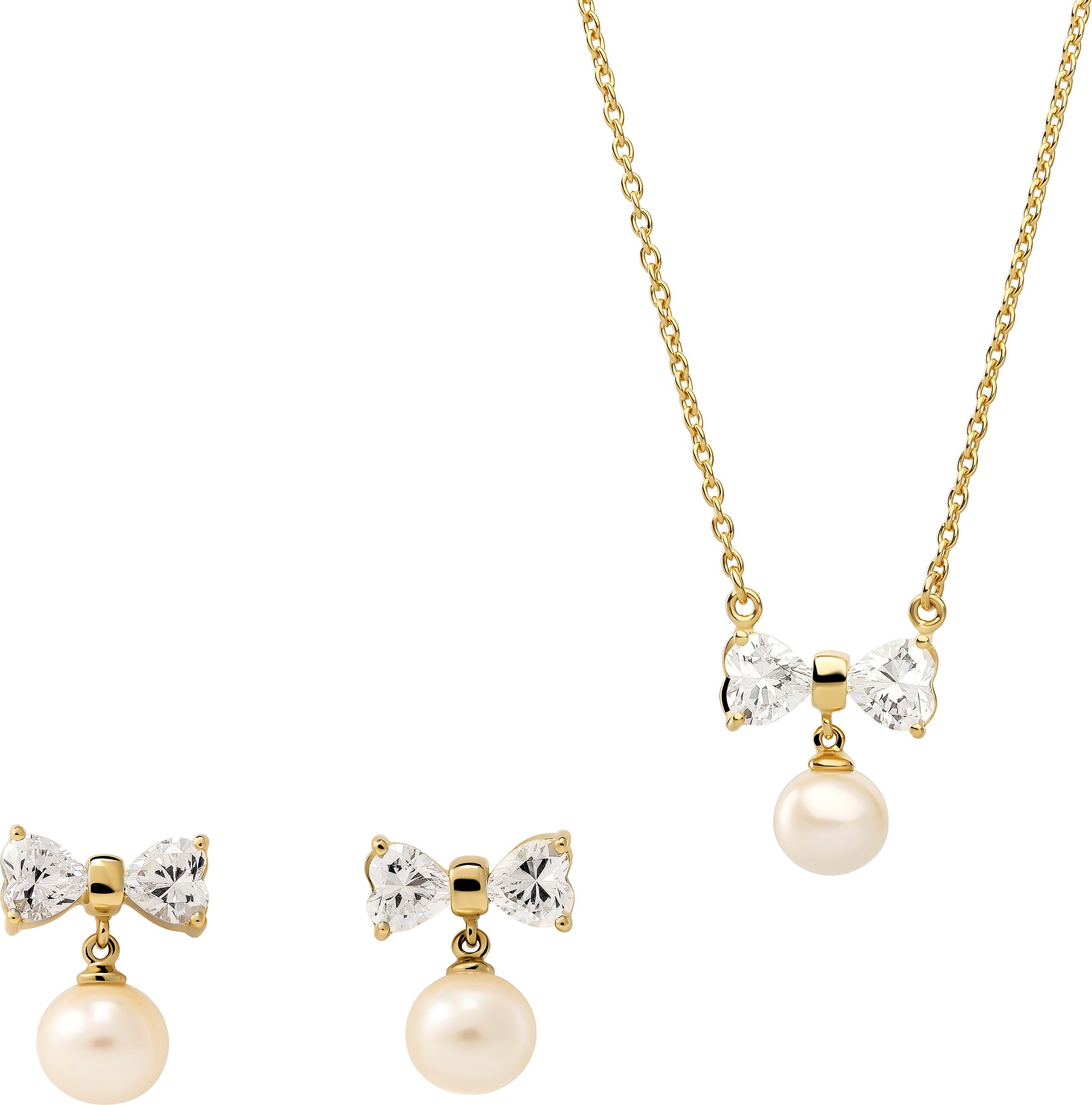 Orphelia 'Sparkle' Damen 925 Sterling Silber Set: Kettenanhänger + Ohrringe - Gold SET-7512