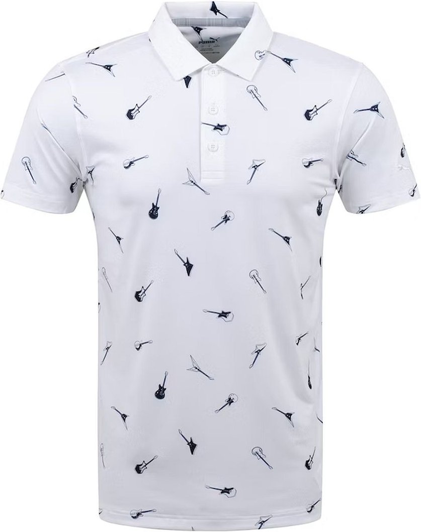 Puma x CloudSpun Herren Weiß/Marine -Golfpolo -Hemd