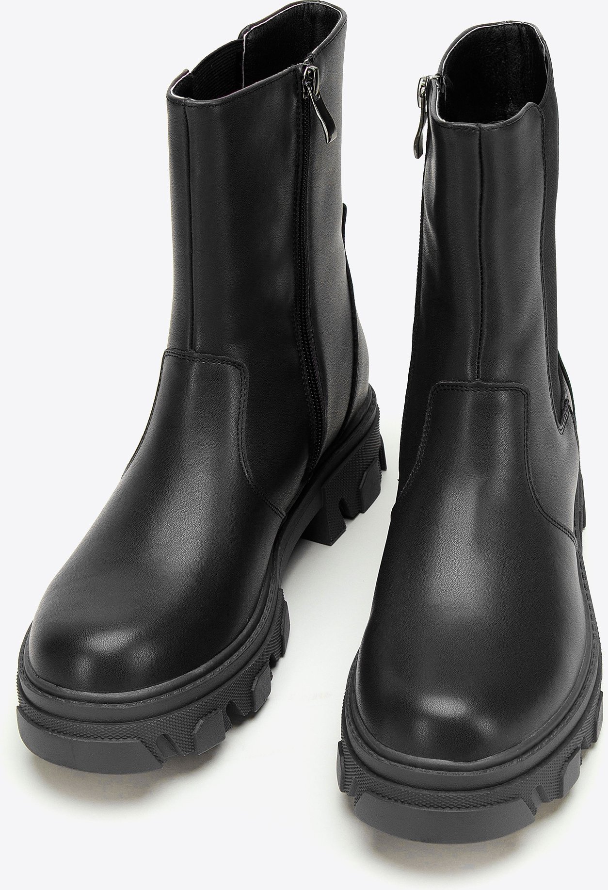 Wittchen Damen-Plateau-Stiefel aus Leder, Schwarz, Naturleder