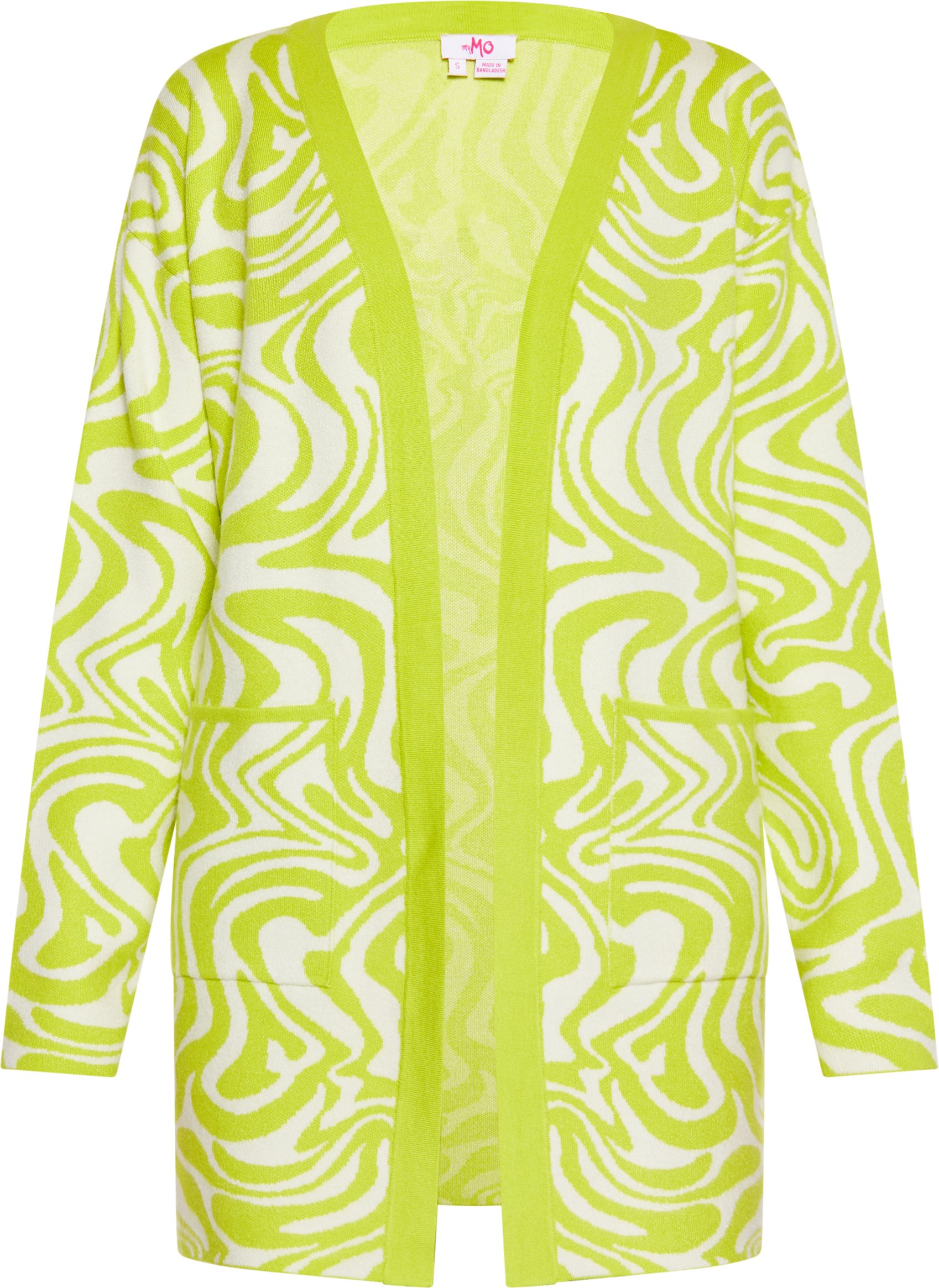 Mymo Strickjacke Damen WOLLWEISS LIMETTE