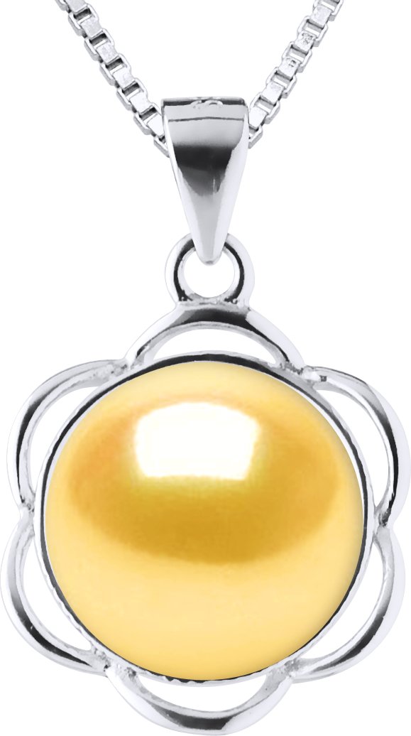 PETAL Halskette Süßwasserperle 9-10mm Golden 925