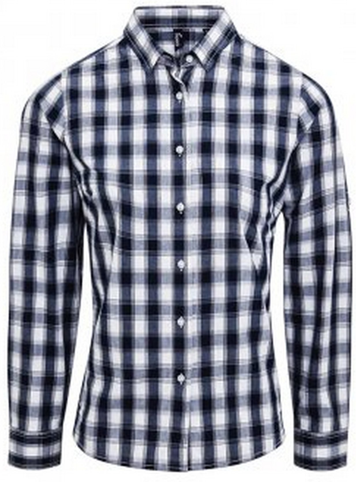 Premier Damen Karohemd Mulligan, langärmlig (Weiß/Marineblau)