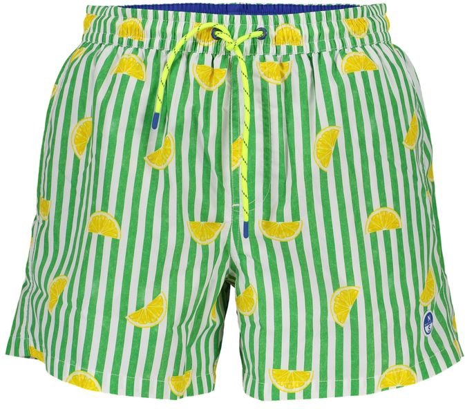 Gestreifte Badehose mit Zitronenprint