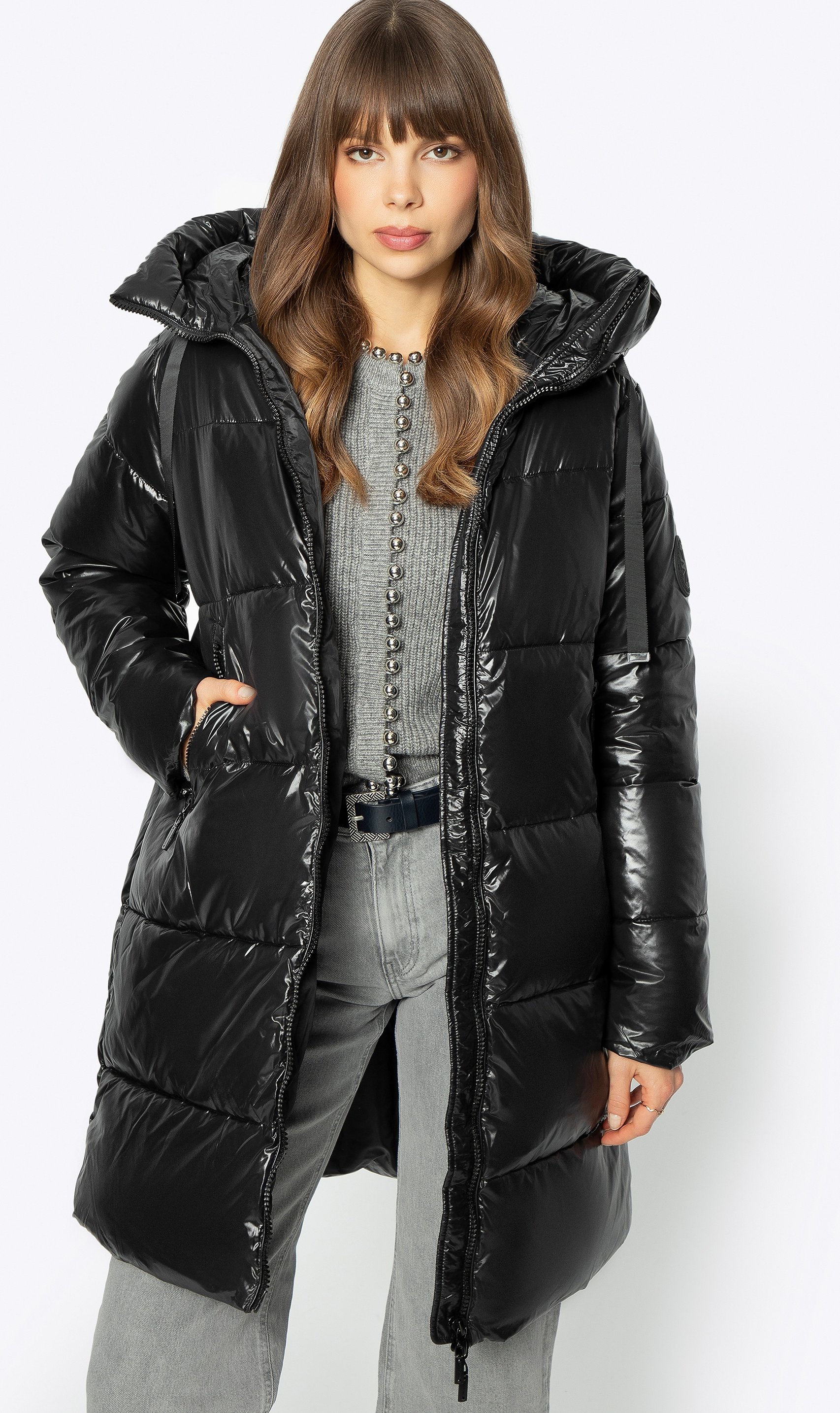 Wittchen Damen-Steppmantel in Oversize, schwarz, Nylon